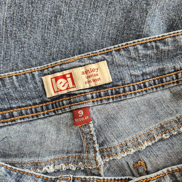 Y2K LEI Ashley Low Rise Slim Bootcut Jeans Brown Stitching Pocket Design Jeans 2 - Picture 5 of 10